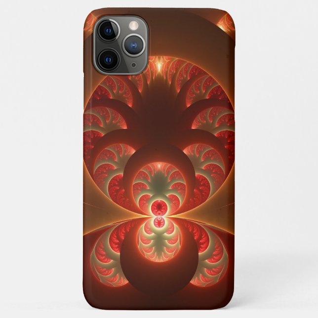 Coques Case-Mate iPhone Fractale orange rouge moderne abstraite lumineuse (Dos)