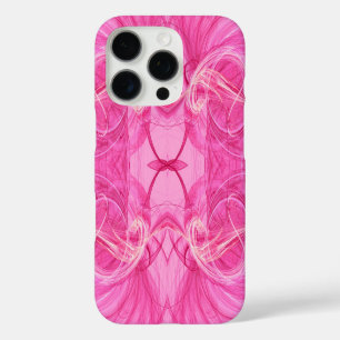 Coque iPhone 16 Pro Fractale rose -s'adapte à tous les cas