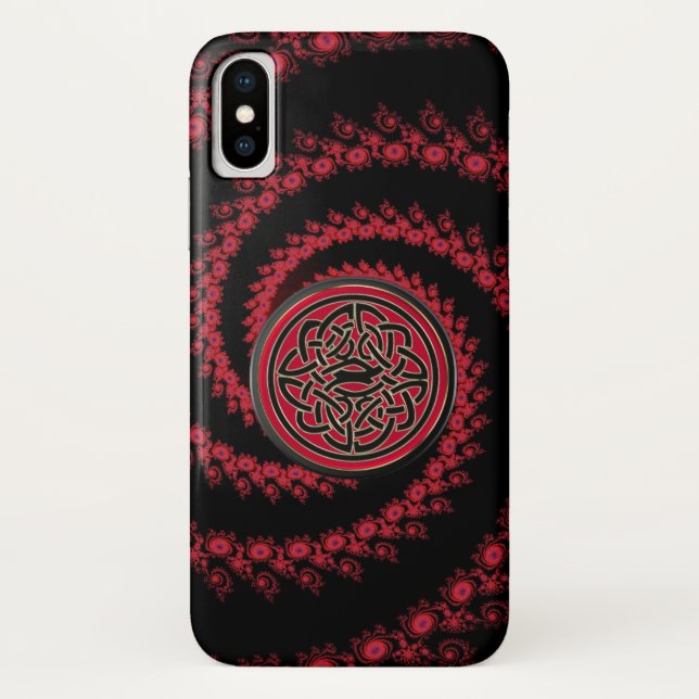 Coques Case-Mate iPhone Fractale rouge et noire avec le noeud celtique (Dos)