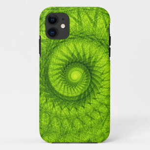 Coque iPhone 11 Fractale spirale verte