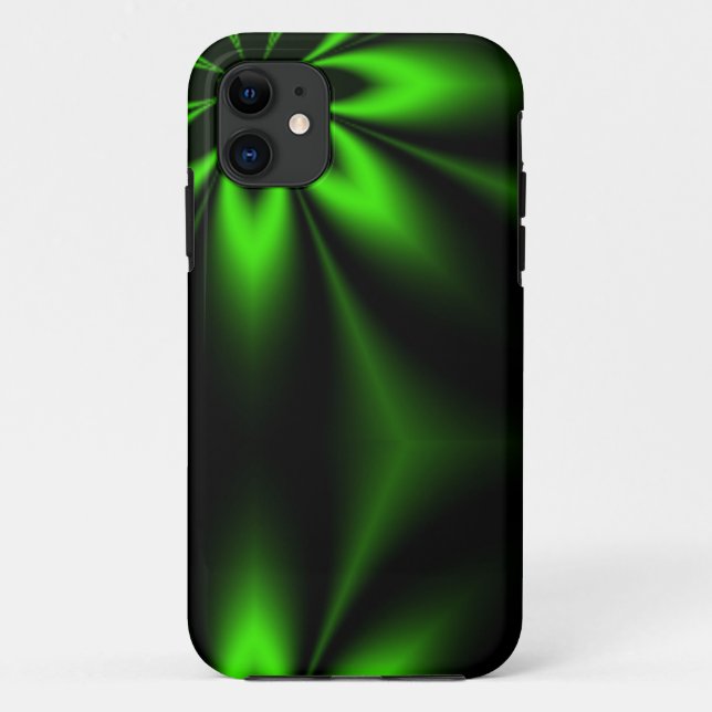 Coques Case-Mate iPhone Fractale verte d'éclat de fleur (Dos)