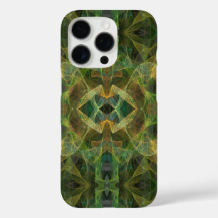 Coque iPhone 16 Pro Fractale verte-s'adapte à tous les cas