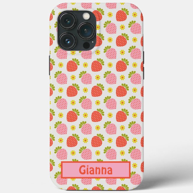 Coques Case-Mate iPhone Fraise et marguerite rétro personnalisable (Verso)
