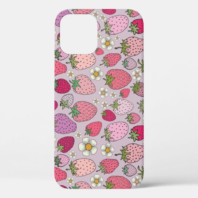 Coques Case-Mate iPhone Fraise Été Motif sans couture (Verso)