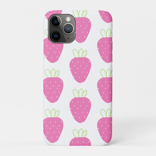 Coques Case-Mate iPhone Fraise rose Aquarelle Minimale Fruit (Dos)