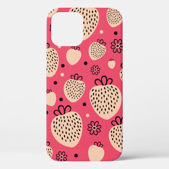 Coques Case-Mate iPhone fraise rose sans couture motif (Verso)