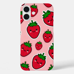 Coque Pour iPhone 16 Plus Fraise souriante aux joues roses