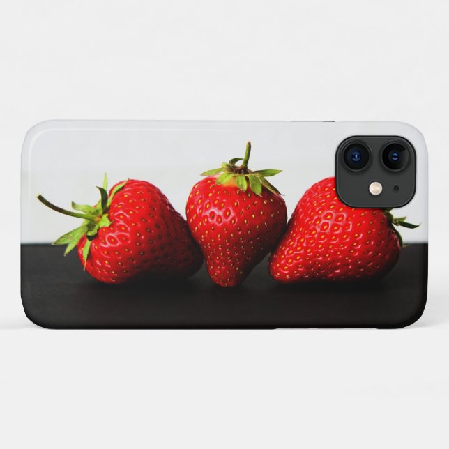 Coques Case-Mate iPhone Fraises Blancs Sur Iphcna Noir (Dos (Horizontal))