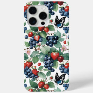 Coque Case-Mate iPhone Fraises Blueberries et papillons Floral
