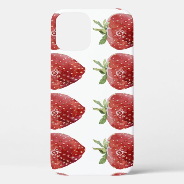 Coques Case-Mate iPhone Fraises d'aquarelle : motif transparent (Verso)