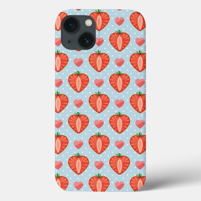 Coques Case-Mate iPhone Fraises de Coeur avec Pois Et Coeurs (Verso)