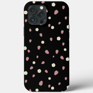 Case-Mate iPhone Case Fraises et fleurs Motif noir