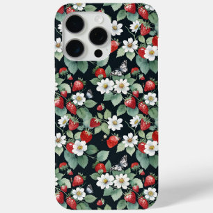 Coque Case-Mate iPhone Fraises et papillons Noirs