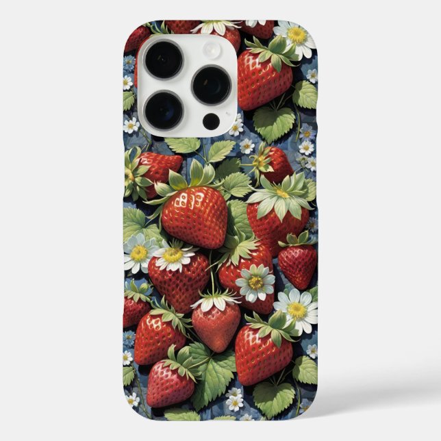 Coques Case-Mate iPhone Fraises fraîches cueillies et fleurs blanches (Verso)