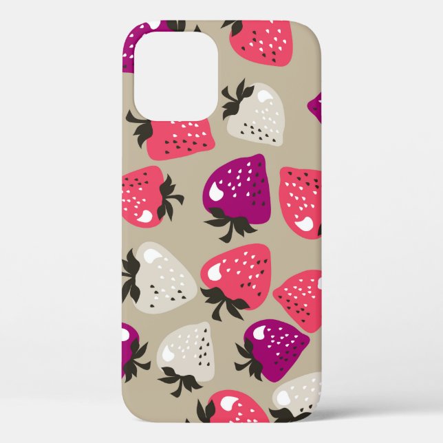 Coques Case-Mate iPhone Fraises naïves : Arrière - plan beige sans couture (Verso)