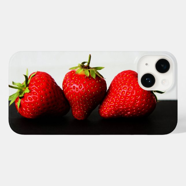 Coques Case-Mate iPhone Fraises Sur Blanc Sur Noir Iphcnm (Verso (horizontal))