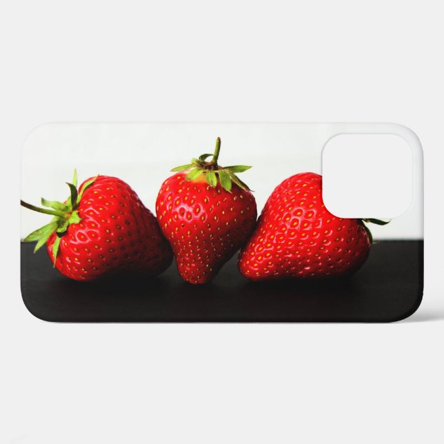 Coques Case-Mate iPhone Fraises Sur Blanc Sur Noir Iphcnm (Verso (horizontal))