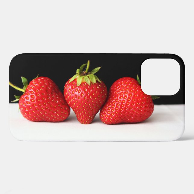 Coques Case-Mate iPhone Fraises Sur Noir Sur Blanc Iphcna (Verso (horizontal))