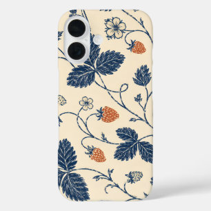 Coque Pour iPhone 16 Fraisier sauvage Ledger Botaniques Vintage
