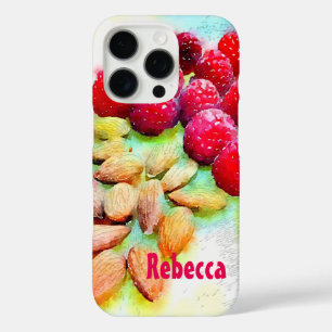 Coques iPhone 16 Pro Framboises et amandes Snack Aquarelle