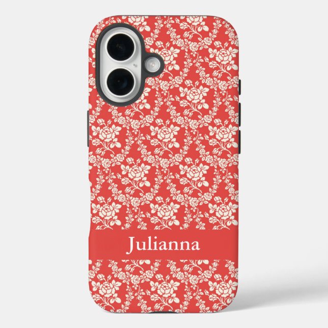 Coques Case-Mate iPhone Français Agritourisme Rouge Floral Personnalisé (Verso)