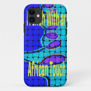 Coques Pour iPhone Français Bleu Africain Tissé Abstrait violet forme