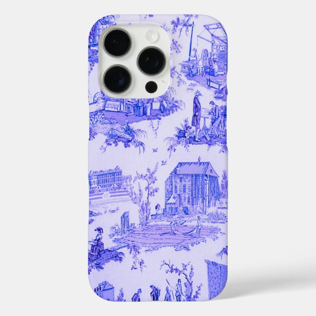 Coques Case-Mate iPhone Français Bleu Blanc Toile Chinoiserie Style Rustiq (Verso)