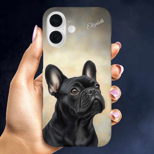 Coques Case-Mate iPhone Français Bulldog Personnalisé Black Frenchie (French Bulldog Personalized Black Frenchie Case-Mate iPhone Case)