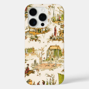 Coque iPhone 16 Pro Français Creme Toile Chinoiserie Style Rustique