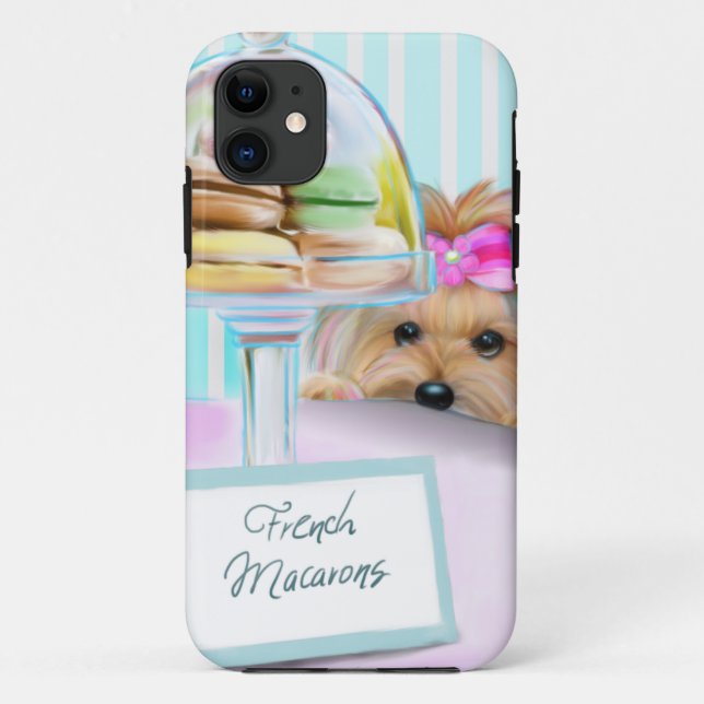 Coques Case-Mate iPhone Français Macarons de Yorkie (Dos)