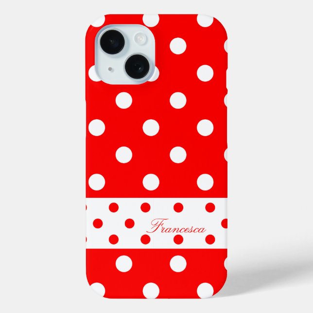 Coques Case-Mate iPhone Francesca - Pois mignons - Couvercle rouge pour iP (Verso)
