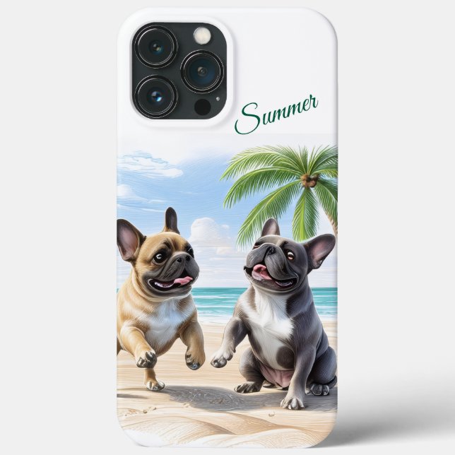 Coques Case-Mate iPhone Französische Bulldoggen am Strand in Urlaub (Verso)