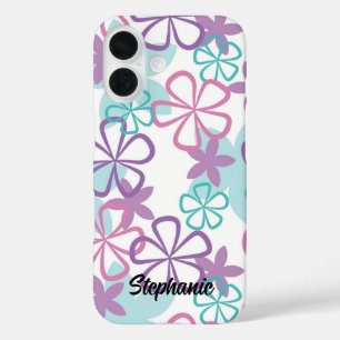 Coque Pour iPhone 16 Freestyle Floral - Fleurs Rétro Dessinées À La Mai