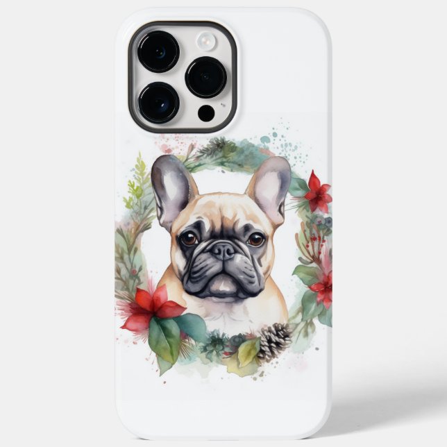 Coques Case-Mate iPhone French Bulldog Christmas Wreath Festive Pup (Verso)