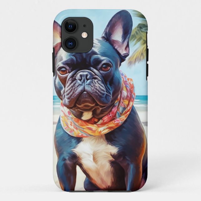Coques Case-Mate iPhone French Bulldog sur la plage, cadeau d'été pour amo (Dos)