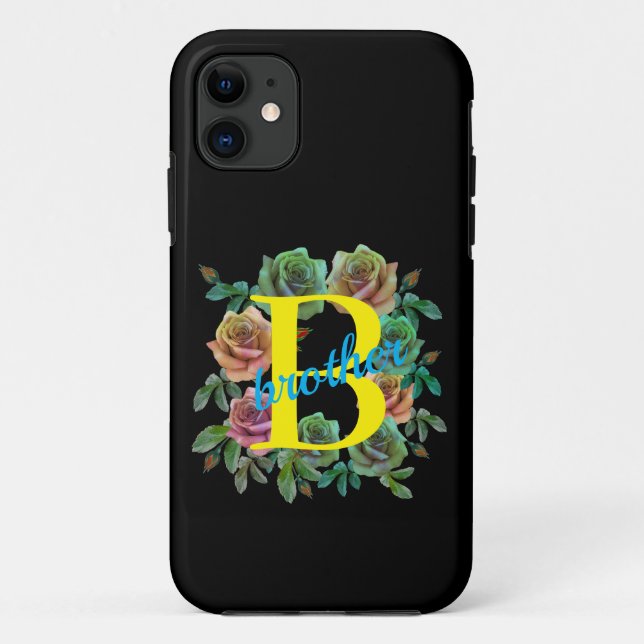 COQUES Case-Mate iPhone FRÈRE FLORAL LETTRE SUR MESURE (Dos)