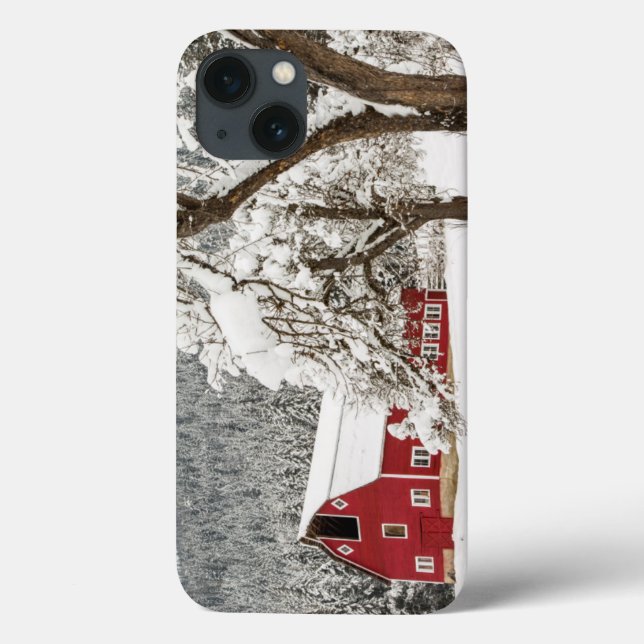 Coques Case-Mate iPhone Fresh snow on red barn (Verso)