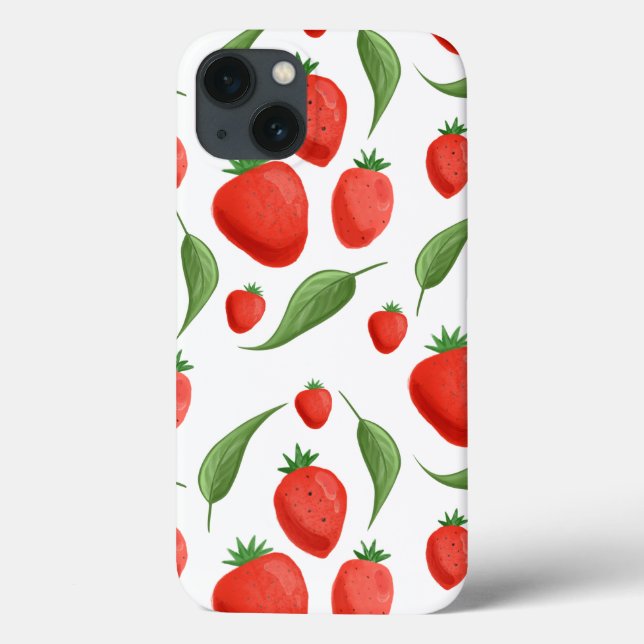Coques Case-Mate iPhone Fresh Strawberry Leaf Pattern iPhone Case (Verso)