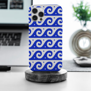 Coque Case-Mate iPhone Fret grec, Motif d'onde méditerranéen, Bleu