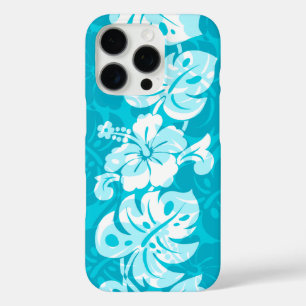 Coque iPhone 16 Pro Frontière de Kalakaua Hibiscus hawaïen Turquoise