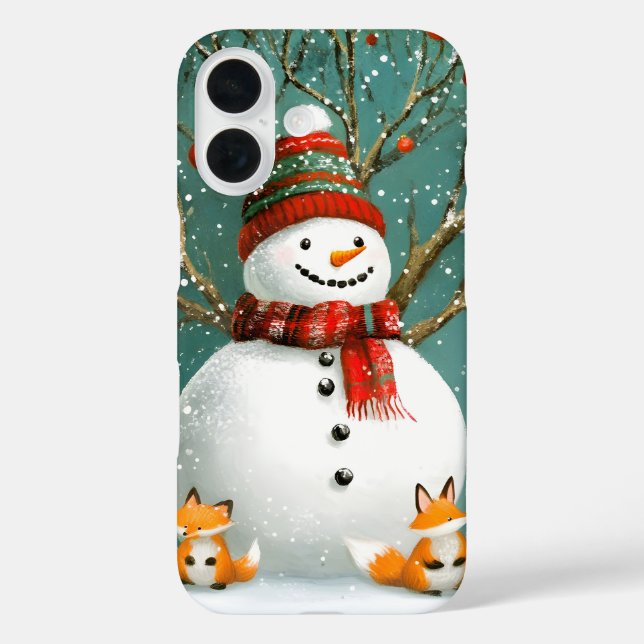 Coques Case-Mate iPhone Frosty Winter Whimsical Snowman Fox Wonderland (Verso)