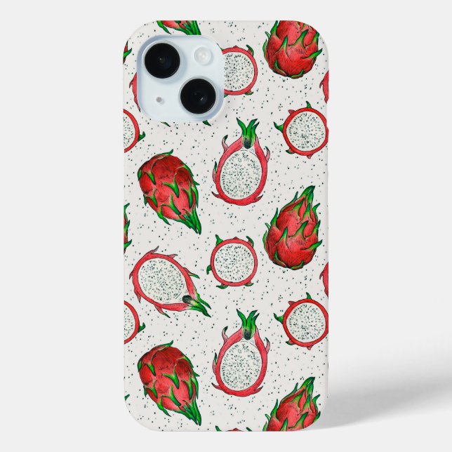 Coques Case-Mate iPhone Fruit de dragon rouge sur blanc (Verso)