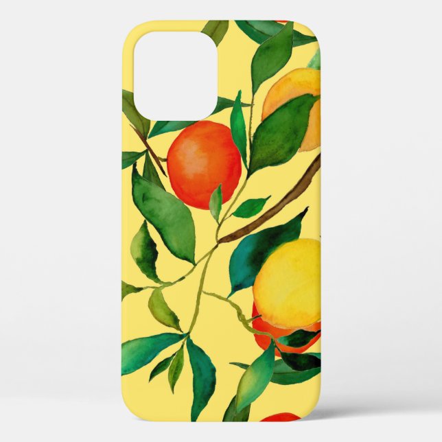 Coques Case-Mate iPhone Fruits d'agrumes, motif d'aquarelle vibrante. (Verso)