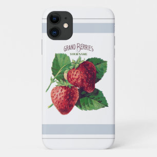 Case-Mate iPhone Case Fruits de fraise Vintage Ajouter Votre Nom