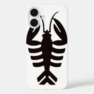 Coque Pour iPhone 16 Fruits de mer Art déco vintage, Homard en noir