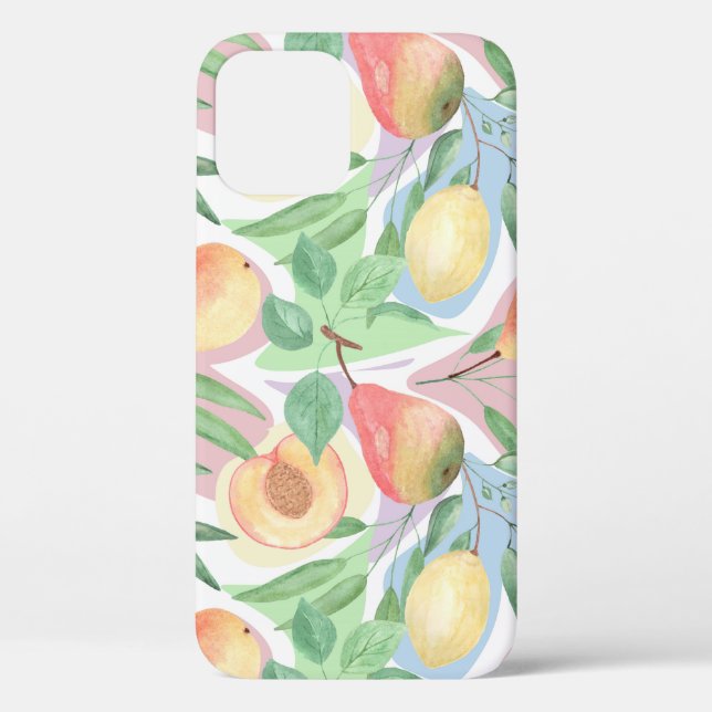 Coques Case-Mate iPhone Fruits, pêches, poires, citrons, aquarelle (Verso)