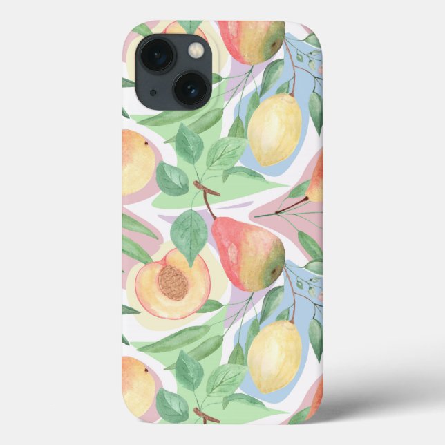 Coques Case-Mate iPhone Fruits, pêches, poires, citrons, aquarelle (Verso)
