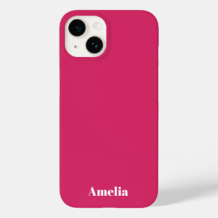 Coque Case-Mate iPhone Fuchsia blanc écriture moderne nom personnalisé