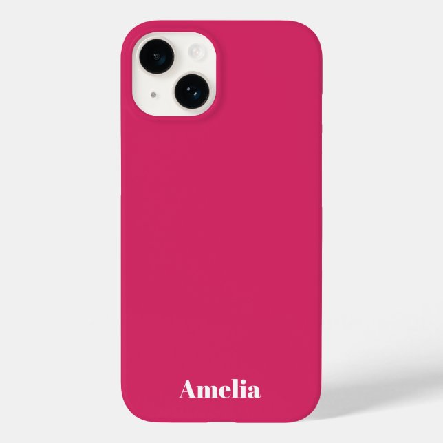 Coques Case-Mate iPhone Fuchsia blanc écriture moderne nom personnalisé  (Verso)