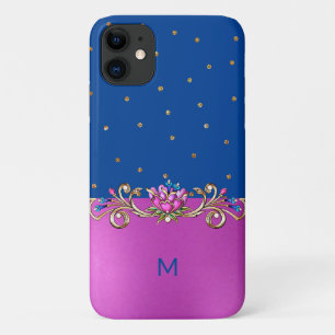 Case-Mate iPhone Case Fuchsia Blue et or bijouté Monogrammé